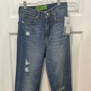 Free People SR vs Sandrine Rose Distressed Super Flare Jeans Indigo 25" W